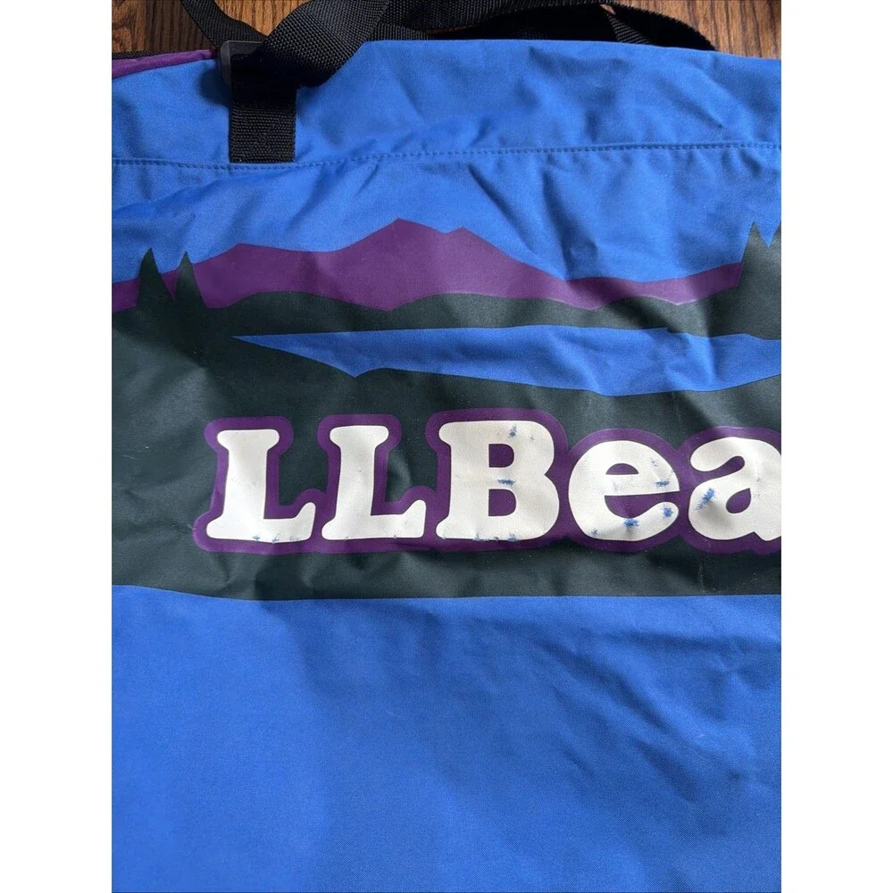 Vintage LL BEAN Duffle Bag W/ Sunrise Mountain Logo Blue Purple Large Camp Large